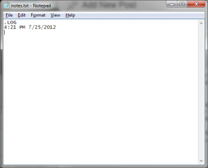 Notepad with .LOG and date