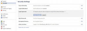 Facebook login approval security setting